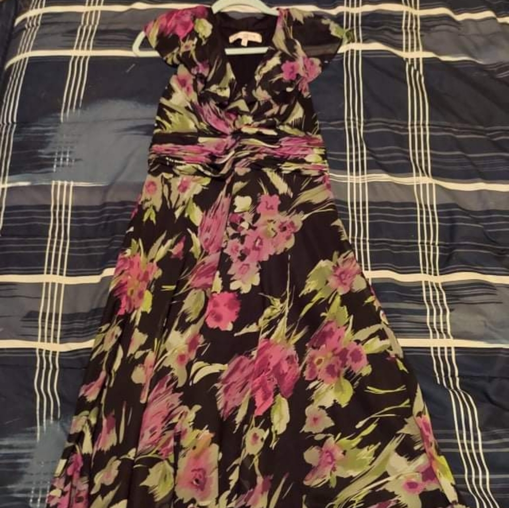 Black and purple ruffle mesh dress